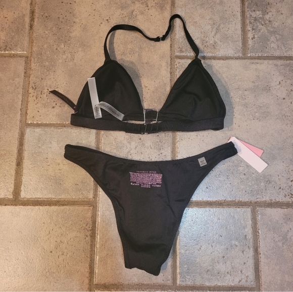 NWT Victoria's Secret Woman's Bikini 2 Piece Black Swimsuit Sz L - Picture 8 of 11